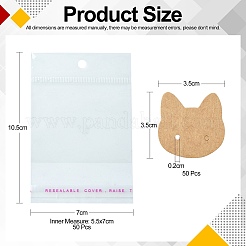 50 pezzo di carte per orecchini in carta kraft a forma di gatto&nbsp;CDIS-CJ0001-02