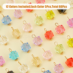 60 Uds. Colgantes acrílicos transparentes de 12 colores&nbsp;PALLOY-AB00123