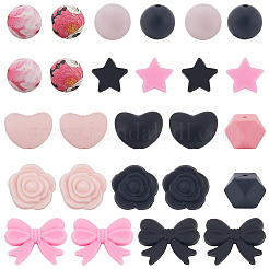 68 шт. 14 стиля печатных силиконовых фокусных бусин&nbsp;SIL-PA0001-14