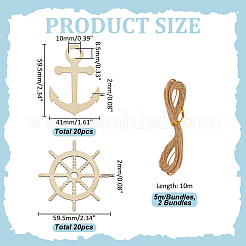 40 шт. 2 стиля морских деревянных больших подвесок&nbsp;WOOD-ME0001-08