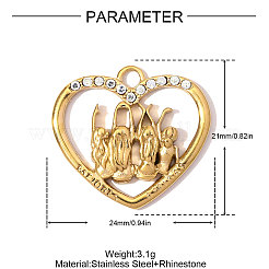 Подвески из нержавеющей стали 304 со стразами&nbsp;STAS-OY008-89G
