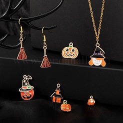 56 Uds. 7 colgantes de esmalte de aleación con tema de halloween dorado claro de estilo&nbsp;ENAM-LS0001-59
