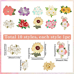 10 spilla in lega di zinco con 10 stili di fiori creativi&nbsp;JEWB-SC0001-47