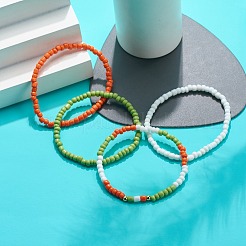 4шт 4 цветных стеклянных бисера стрейч браслеты набор для женщин&nbsp;BJEW-JB08805