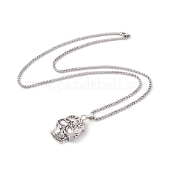 Collier pendentif tête de mort en alliage avec étoile et chaînes en acier inoxydable 201&nbsp;NJEW-E016-11AS