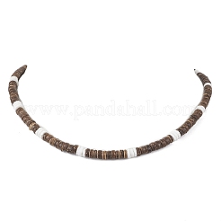 Colliers de perles heishi en coquillage blanc naturel et noix de coco pour femmes&nbsp;NJEW-JN05473-01