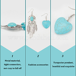Colliers avec pendentif en forme de cœur en turquoise naturelle et synthétique&nbsp;SJEW-AN0001-45