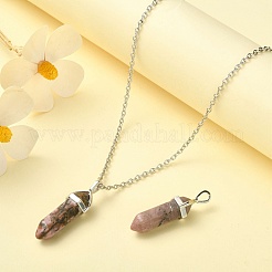 2шт натуральный родонит двойные заостренные подвески&nbsp;G-YW0002-05C