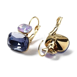 Стеклянные прямоугольные серьги с защелкой&nbsp;EJEW-P245-01G