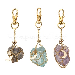 Поворотные карабины-карабины из сплава «луна и звезда» и латунные кабельные цепи&nbsp;AJEW-JB01336