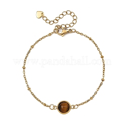 Bracciali a maglie con perline semicircolari in pietre preziose naturali&nbsp;BJEW-JB14121-01