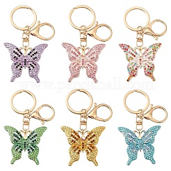 Porte-clés en strass en alliage papillon&nbsp;KEYC-YW00114-01