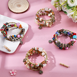 4 braccialetto avvolgente in perline sintetiche irregolari multifilo in stile boho&nbsp;BJEW-PA0001-07
