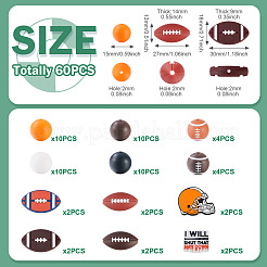 60шт пищевые экологически чистые силиконовые бусины&nbsp;SIL-TA0002-87