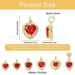 6 шт. 6 стиля латунных подвесок с кубическим цирконием&nbsp;KK-CJ0003-85