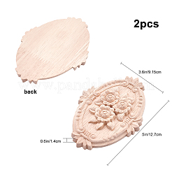 Bois de caoutchouc massif naturel sculpté onlay applique artisanat&nbsp;WOOD-GF0001-27