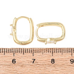 Овальные серьги-кольца из латуни с микропаве из прозрачных кубических цирконий&nbsp;EJEW-H178-14G