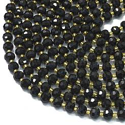 Нити бусин из натурального окрашенного и нагретого черного агата&nbsp;G-K389-E25-01