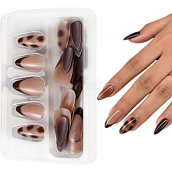 Uñas postizas de plástico con estampado de leopardo y cobertura completa.&nbsp;MRMJ-WH20008-24