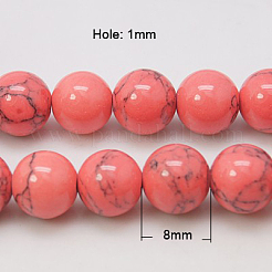 Синтетических нитей бирюзовые бусы&nbsp;LS-TURQ-H038-8mm-XXS18