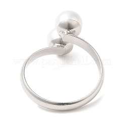 Anelli per polsini aperti in ottone placcato a cremagliera con perle rotonde di plastica da donna&nbsp;RJEW-Q770-26P