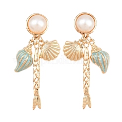 Boucles d'oreilles puces en alliage émaillé avec perles en plastique&nbsp;EJEW-Z172-05G-02