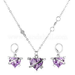 Collana con ciondolo in lega di vetro a forma di cuore e orecchino a cerchio&nbsp;FS-WG91246-01