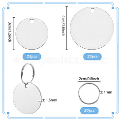 DIY 201 Edelstahl Blanko Flache Runde Anhänger Schlüsselanhänger Herstellung Kits&nbsp;DIY-PH0029-47