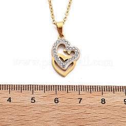 Colliers à chaîne en acier inoxydable 304 avec pendentif en forme de cœur en strass et cristal pour femmes&nbsp;NJEW-Z056-01E-G
