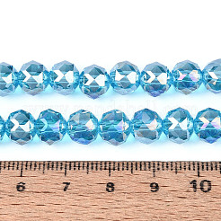 Brins de perles rondes en verre transparent plaqué couleur AB&nbsp;EGLA-T029-8mm-12T-08