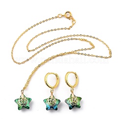 Ensembles de bijoux en verre étoile galvanoplastie&nbsp;SJEW-JS01120-03