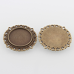 Lega rotonda e piatta impostazioni ciondolo cabochon involucro a filigrana d'epoca&nbsp;PALLOY-N0088-47AB-NF