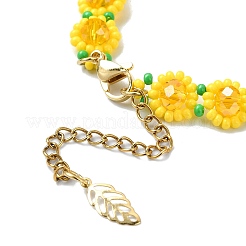 Braccialetti con perline di vetro intrecciate a forma di girasole&nbsp;BJEW-MZ00098