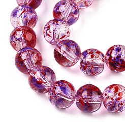 Brins de perles de verre transparentes avec peinture à cuisson&nbsp;DGLA-R053-02G