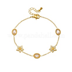 Bracciali in acciaio inossidabile 304 con maglie in zirconia cubica trasparente&nbsp;WG6625B-03