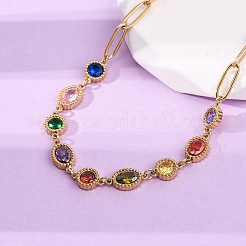 Ожерелья из нержавеющей стали 304 с цветными кубическими цирконами&nbsp;LS-NJEW-A051-06G