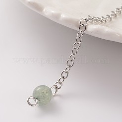 Маятники из латуни платинового цвета с зеленым авантюрином&nbsp;MAK-M015-01G