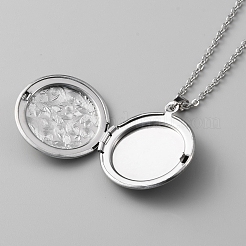 Collana con ciondolo portafoto in acciaio inossidabile 304&nbsp;NJEW-WH0016-10