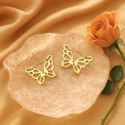 4 пара двухцветных серег-колец в форме бабочек из сплава&nbsp;EJEW-HY0001-44