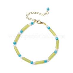 Bracelets en perles de jade citron naturel et de turquoise synthétique pour femmes&nbsp;BJEW-JB12027-02