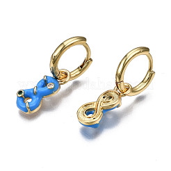 Серьги-кольца из латуни с микро-паве из фианита&nbsp;EJEW-T014-44G-NF