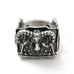 Anillo de acero inoxidable 316 con forma de caverna para el dedo&nbsp;RJEW-C030-01B-AS