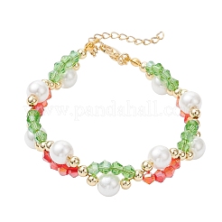 Braccialetti rotondi con perline di vetro e perline di vetro perlato per donna&nbsp;BJEW-JB12441-02