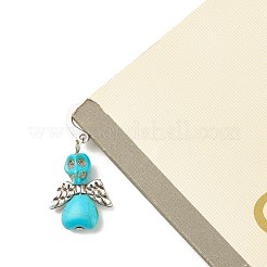 Marcapáginas turquesa sintético teñido calavera con alas&nbsp;AJEW-JK00180-04
