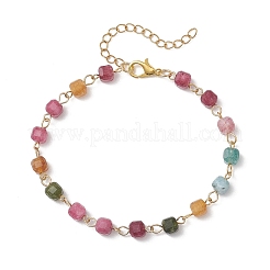 Браслеты-цепочки из натуральных разноцветных турмалиновых бусин для женщин&nbsp;BJEW-JB13238