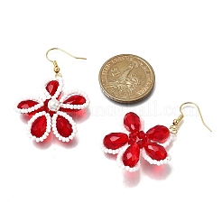 Болтающийся серьги стекло цветок&nbsp;EJEW-TA00715