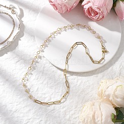 Бусины ручной работы из натурального розового кварца и цепочки-скрепки из нержавеющей стали 304&nbsp;NJEW-JN05499-03