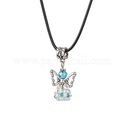 Ожерелья с подвесками из стеклянных бусин в виде ангела&nbsp;NJEW-MZ00094-04