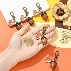 5 шт. подвеска в виде белки из сплава эмали и дерева в виде желудя&nbsp;HJEW-YW00324