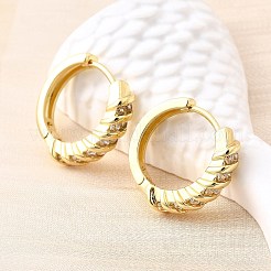 Латунные серьги-кольца из прозрачного кубического циркония&nbsp;EJEW-Z121-13G